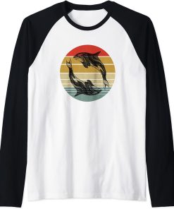 Vintage Orca Killer Whale Family Retro Orcas Women Kids Raglan Baseball Tee