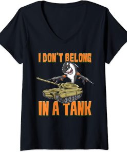 Womens I Don"t Belong In A Tank Funny Killer Whale Meme Orca Whale V-Neck T-Shirt