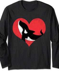 Ocean Animal Lover Aquarist Gift Heart Aquarium Cute Orca Long Sleeve T-Shirt