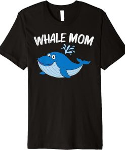 Funny Whale Art For Mom Mama Orca Narwhal Blue Whales Premium T-Shirt