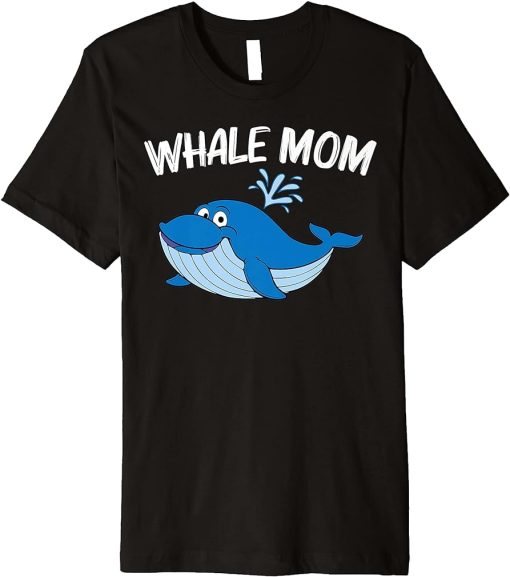 Funny Whale Art For Mom Mama Orca Narwhal Blue Whales Premium T-Shirt