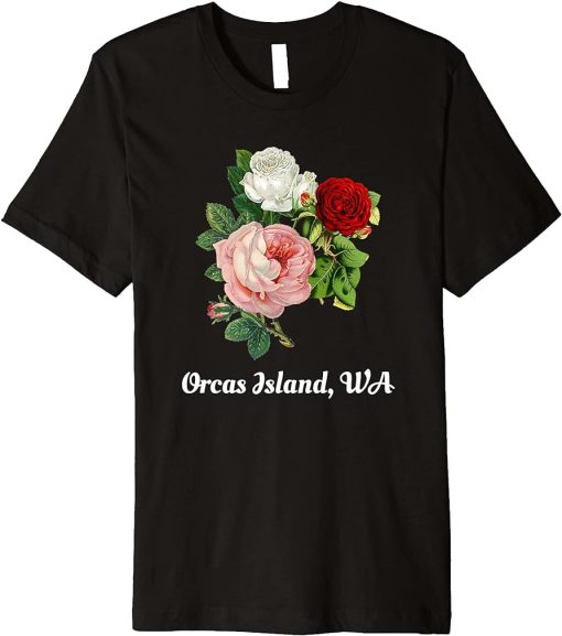 Orcas Island Washington Blossom Vintage Rose Flower Floral Premium T-Shirt