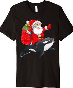 Matching Family Funny Santa Riding Orca Fish Christmas Premium T-Shirt