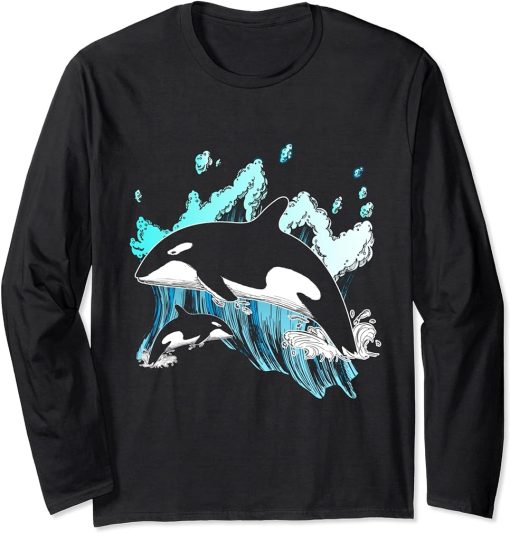 Killer Whale Ocean Lover Gift Idea Men Boys Kids Orca Long Sleeve T-Shirt