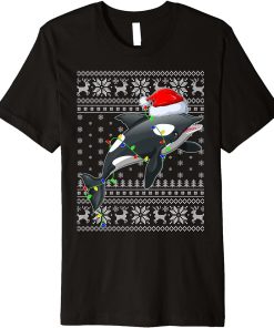 Orca Fish Ugly Xmas Sweater Style Santa Orca Christmas Premium T-Shirt