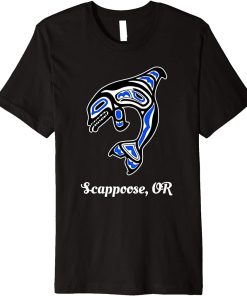 Blue Native American Scappoose OR Tribal Orca Killer Whale Premium T-Shirt