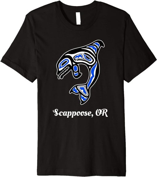 Blue Native American Scappoose OR Tribal Orca Killer Whale Premium T-Shirt