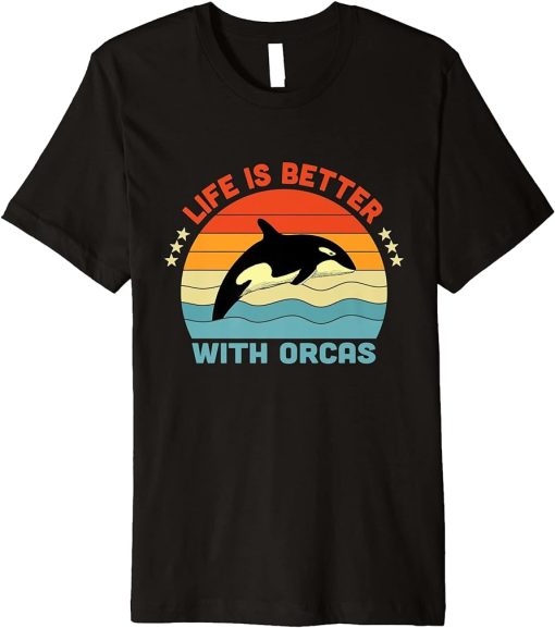 Life Is Better With Orcas Retro Vinatge Premium T-Shirt